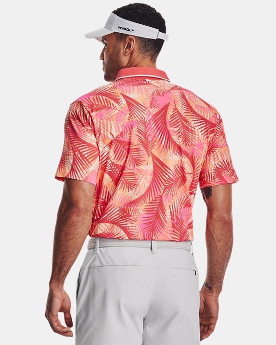 Polo UA Iso-Chill Graphic Palm pour homme, Pink, pdpMainDesktop image number 1